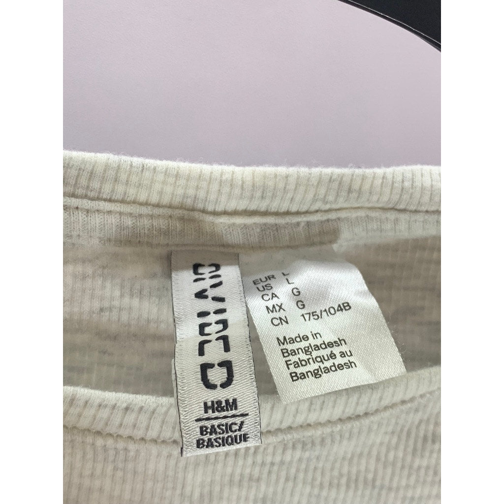 DIVIDED By H&M Women's Light Gray Ribbed Crewneck Short Sleeve Crop Top SZ L