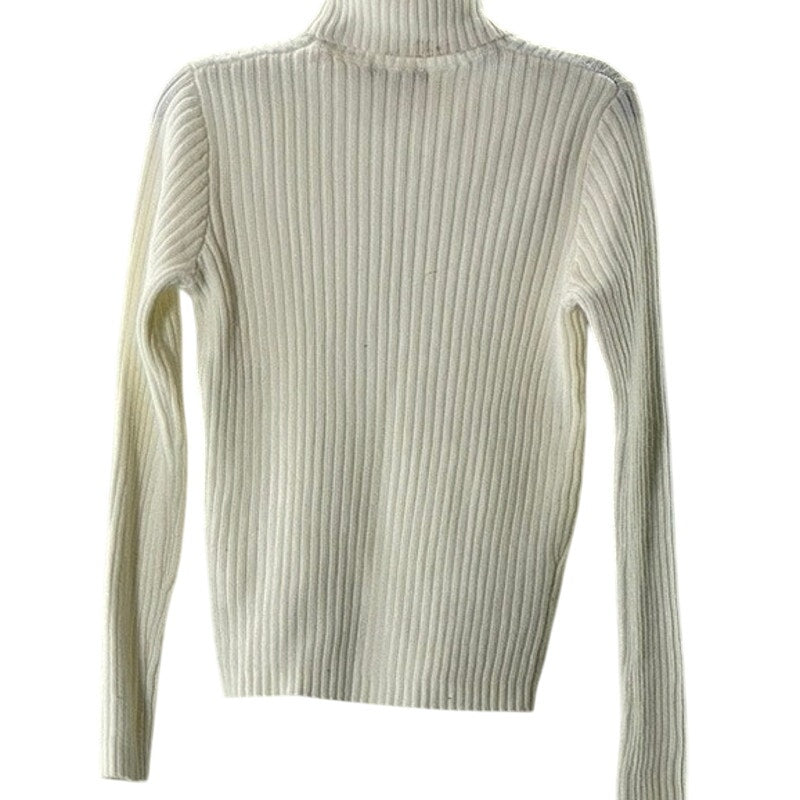 BRANDY MELVILLE Women's Beige Wool-Blend Ribbed Turtleneck Long Sleeve Top SZ S