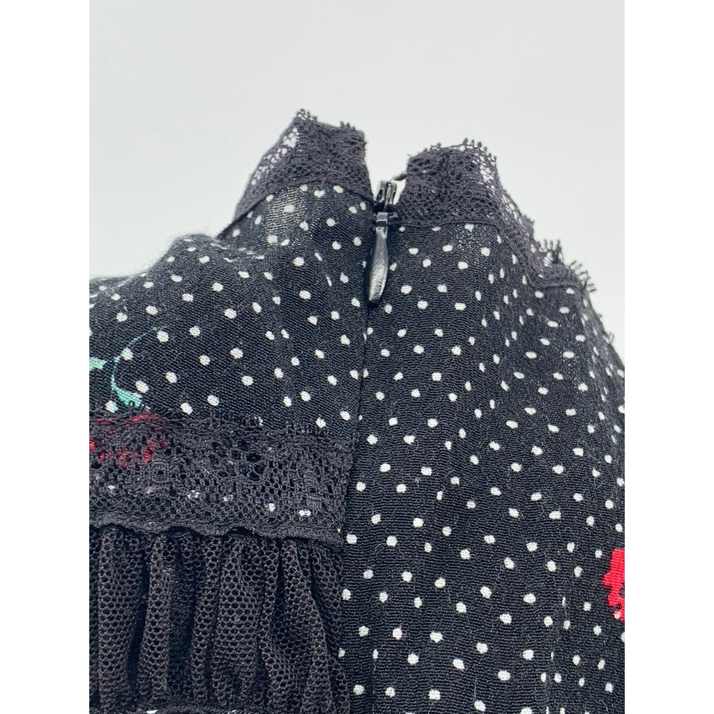URBAN OUTFITTERS Women's Black-White Rose Print V-Neck Maxi Dress SZ 0