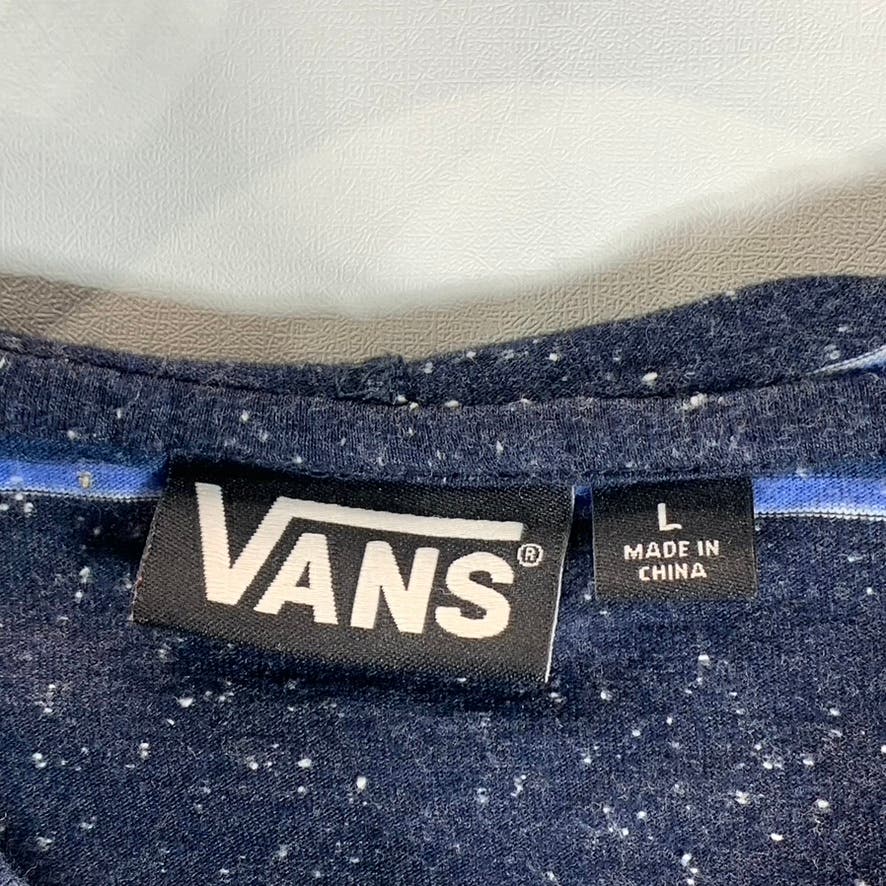 VANS Men's Blue Striped Lightweight Pullover Hooded Sweatshirt SZ L