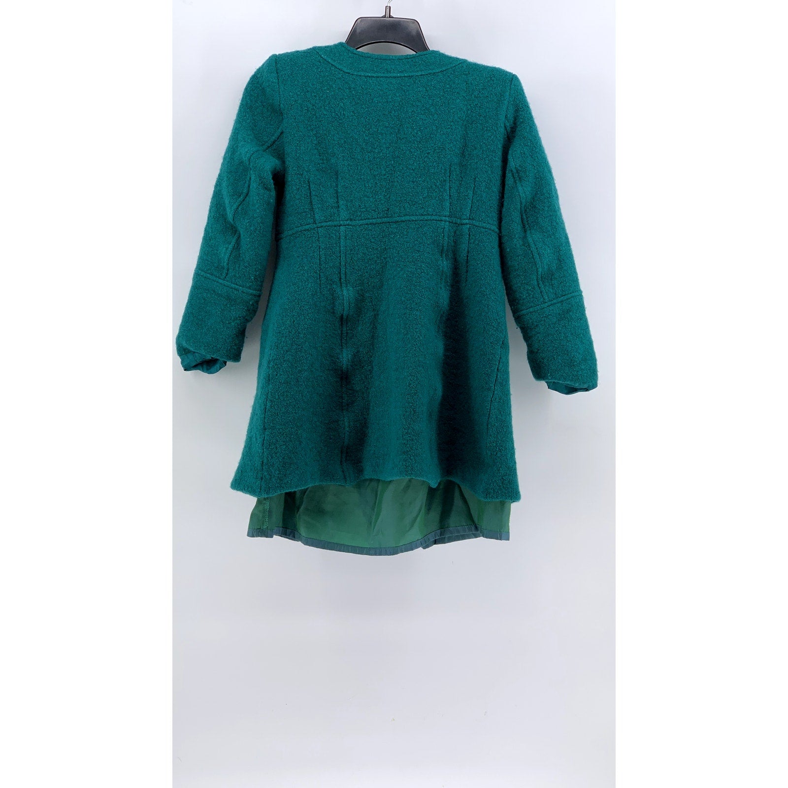 NANETTE LEPORE Women's Blue-Green Wool-Blend Zip-Up Coat SZ 4