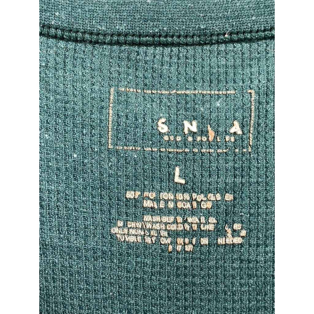 UNBRANDED Men's Green Crewneck Long Sleeve Casual Thermal Shirt SZ L