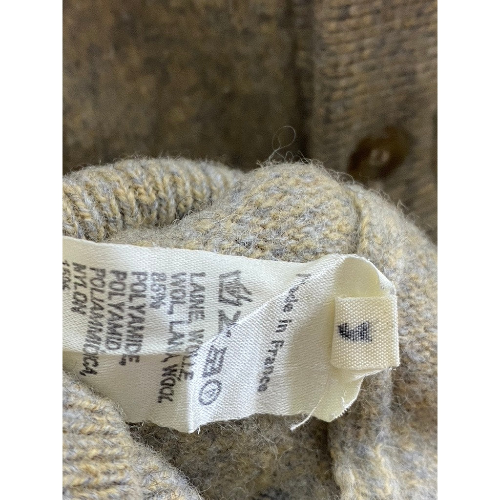 GERARD FORTIER Men’s Olive Green Wool-Blend V-Neck Button-Up Sweater Vest SZ2(S)