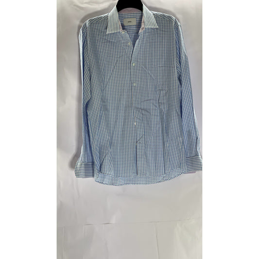 SABA Men's Light Blue/Purple Gingham Print Regular Fit Button-Up Shirt SZ M