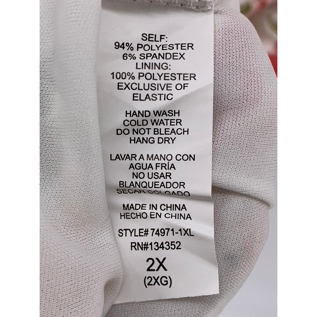 AMBIANCE Women's Plus White Floral Bodycon Midi Dress SZ 2X