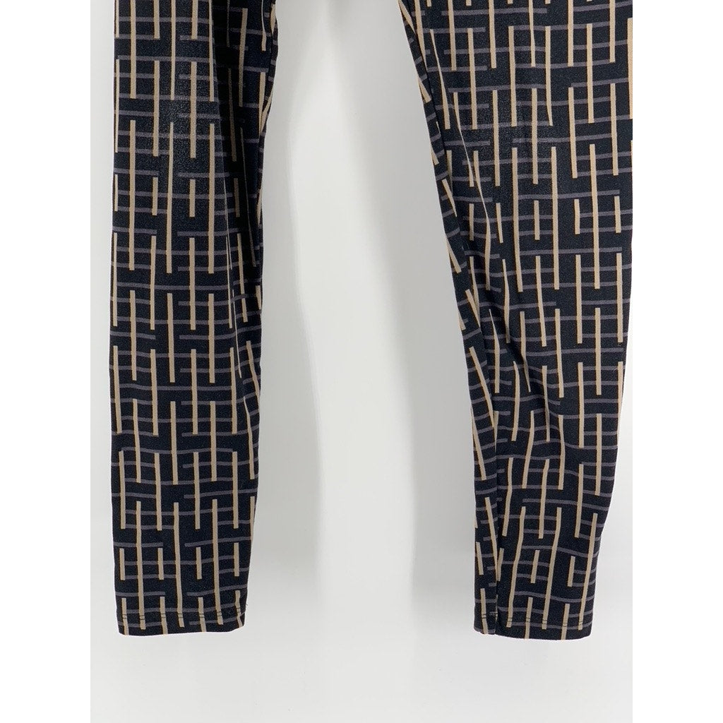 LULAROE Women's Black-Beige Printed Leggings SZ OS