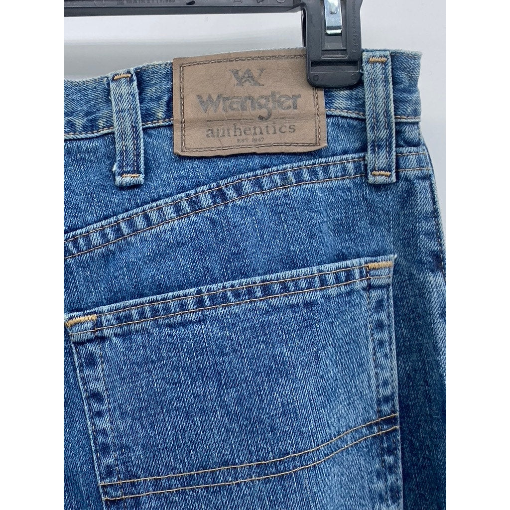 WRANGLER Men's Medium Blue Denim Straight-Leg Five Pocket Jeans SZ 36X32