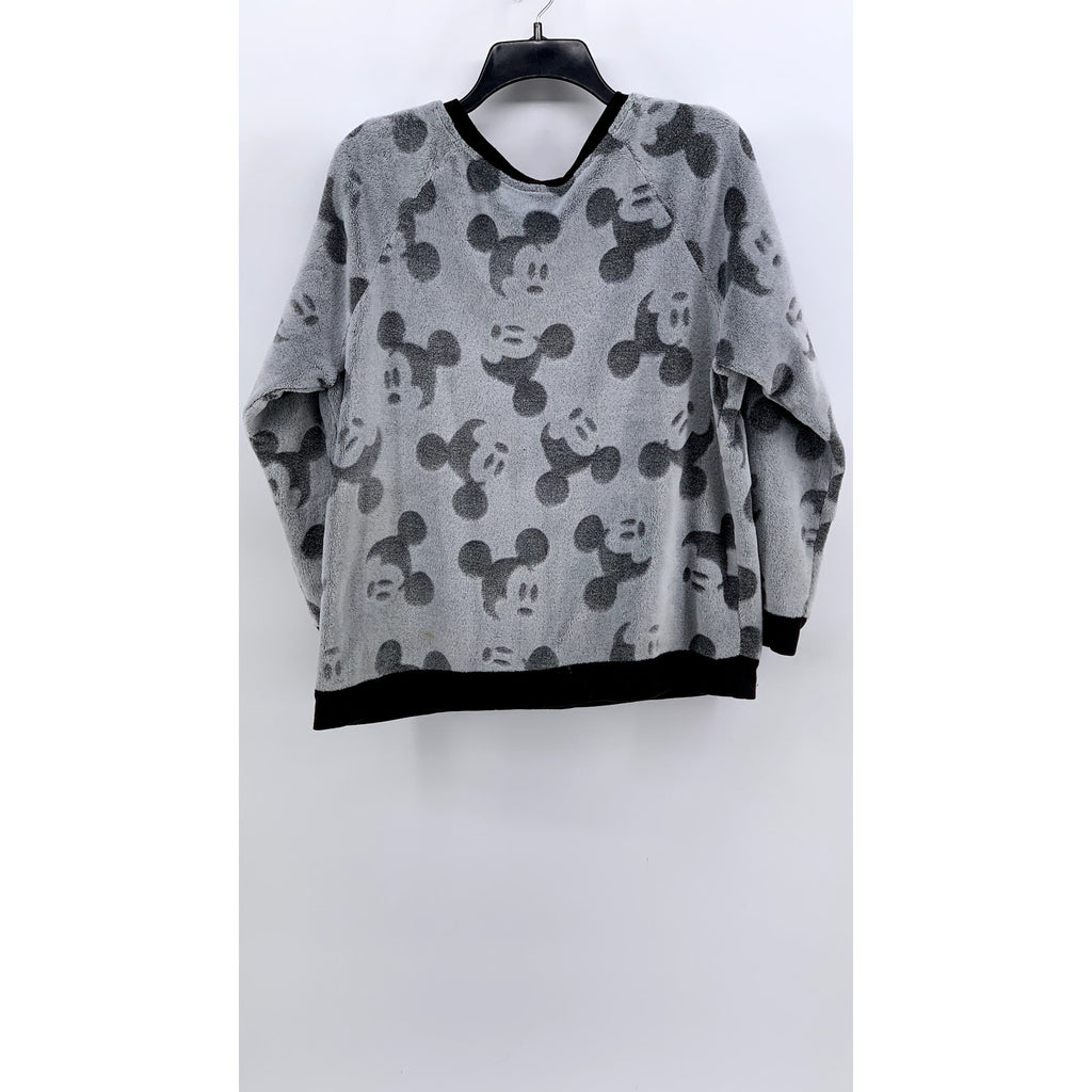 DISNEY Women's Gray-Black Mickey Mouse Fleece Sweatshirt SZ M