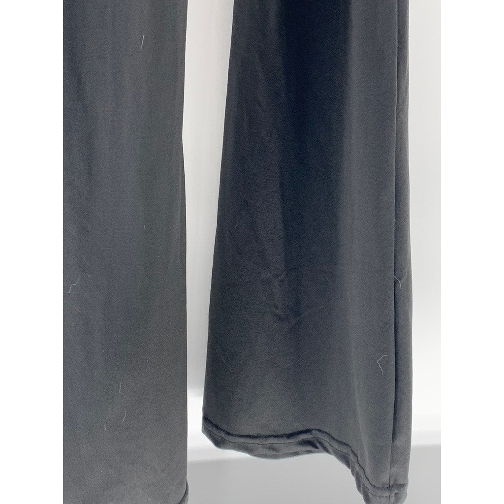 UNBRANDED Women's Black Solid Scoop-Neck Cross-Back Flare Jumpsuit SZ S