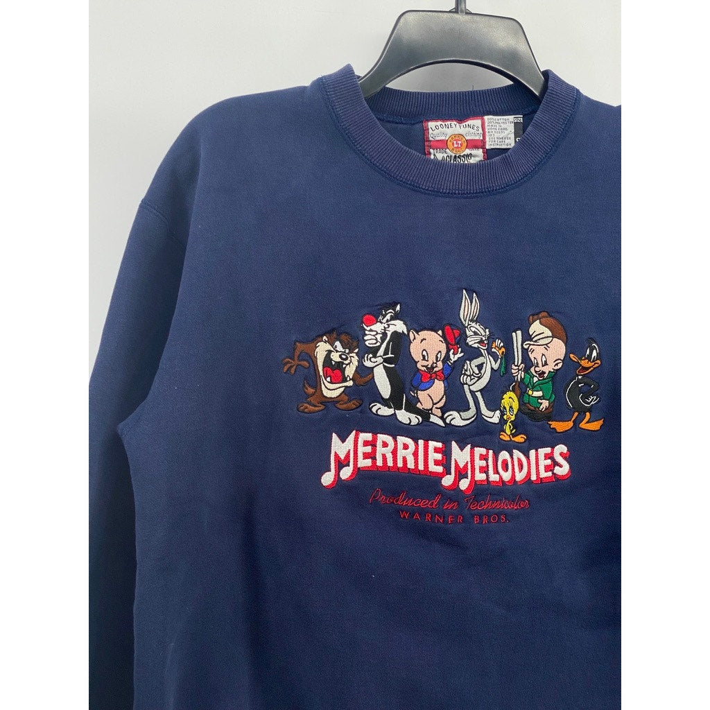 LOONEY TUNES Women’s Vintage Navy Blue Merrie Melodies Graphic Sweatshirt SZ S
