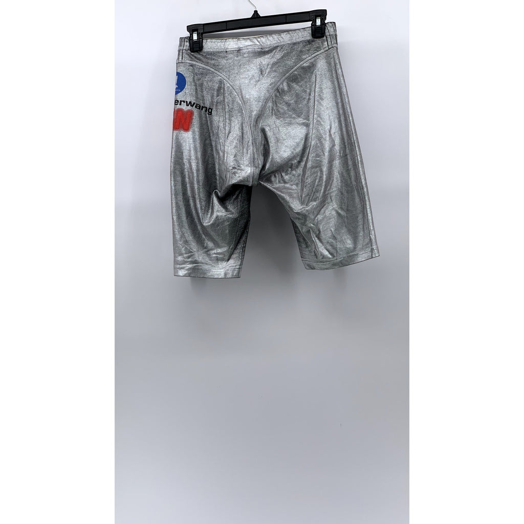 ADIDAS ORIGINALS X ALEXANDER WANG Women's Silver Distressed Biker Shorts SZ S