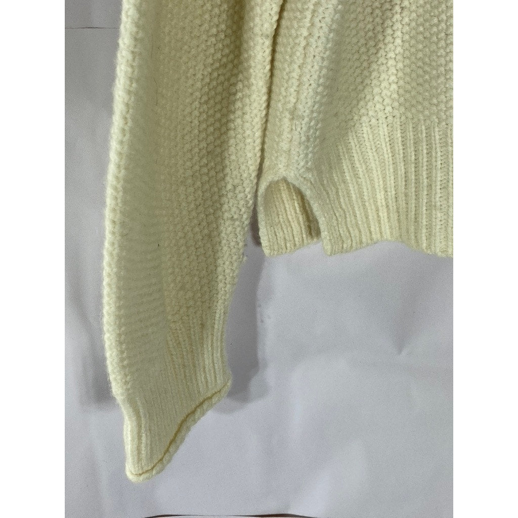 MADEWELL Women's Beige Varick Crochet Knit Turtleneck Sweater SZ L