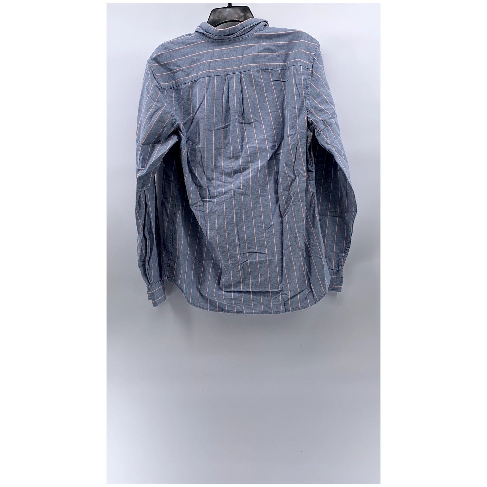 GAP Men's Blue-Pink Striped Standard-Fit Stretch Button-Up Oxford Shirt SZ M