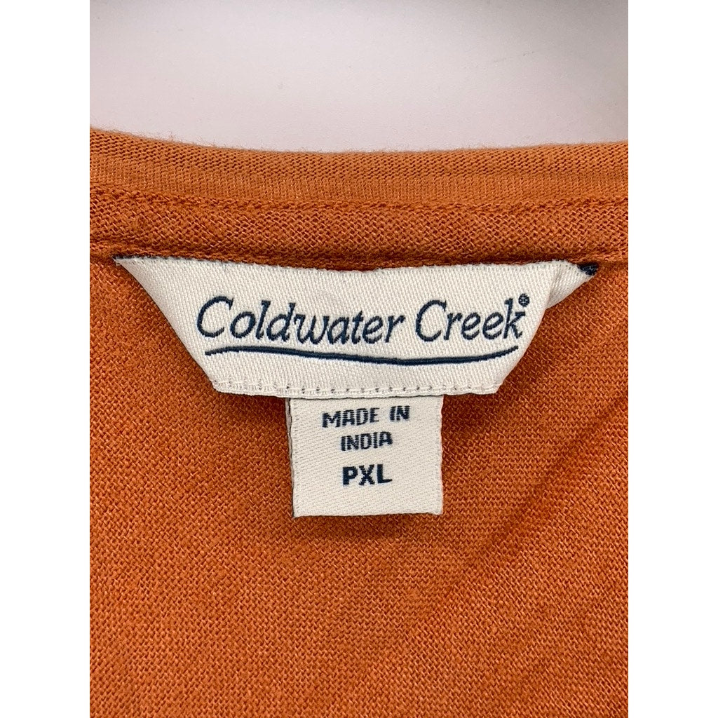 COLDWATER CREEK Women's Petite Orange Solid Linen-Blend Maxi Dress SZ PXL