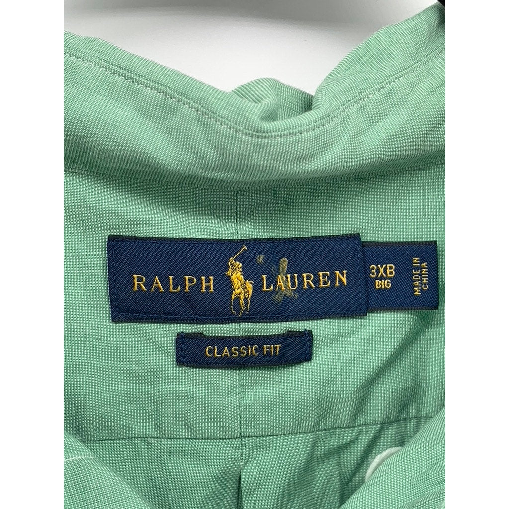 RALPH LAUREN Men's Big Green Classic-Fit Button-Up Long Sleeve Shirt SZ 3XB