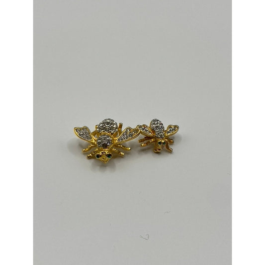 JOAN RIVERS Rare 2pc Vintage Bumble Bee Rhinestone Pins Brooch