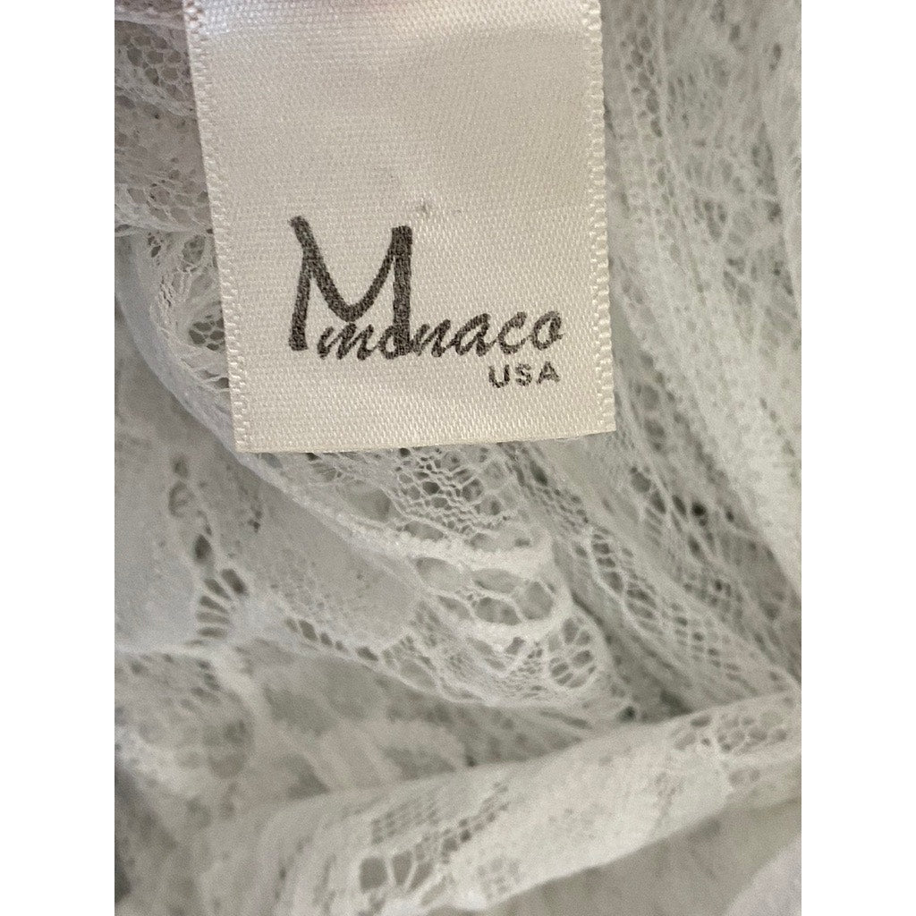 M MONACO USA Women's White Floral Lace A-Line Midi Skirt SZ S