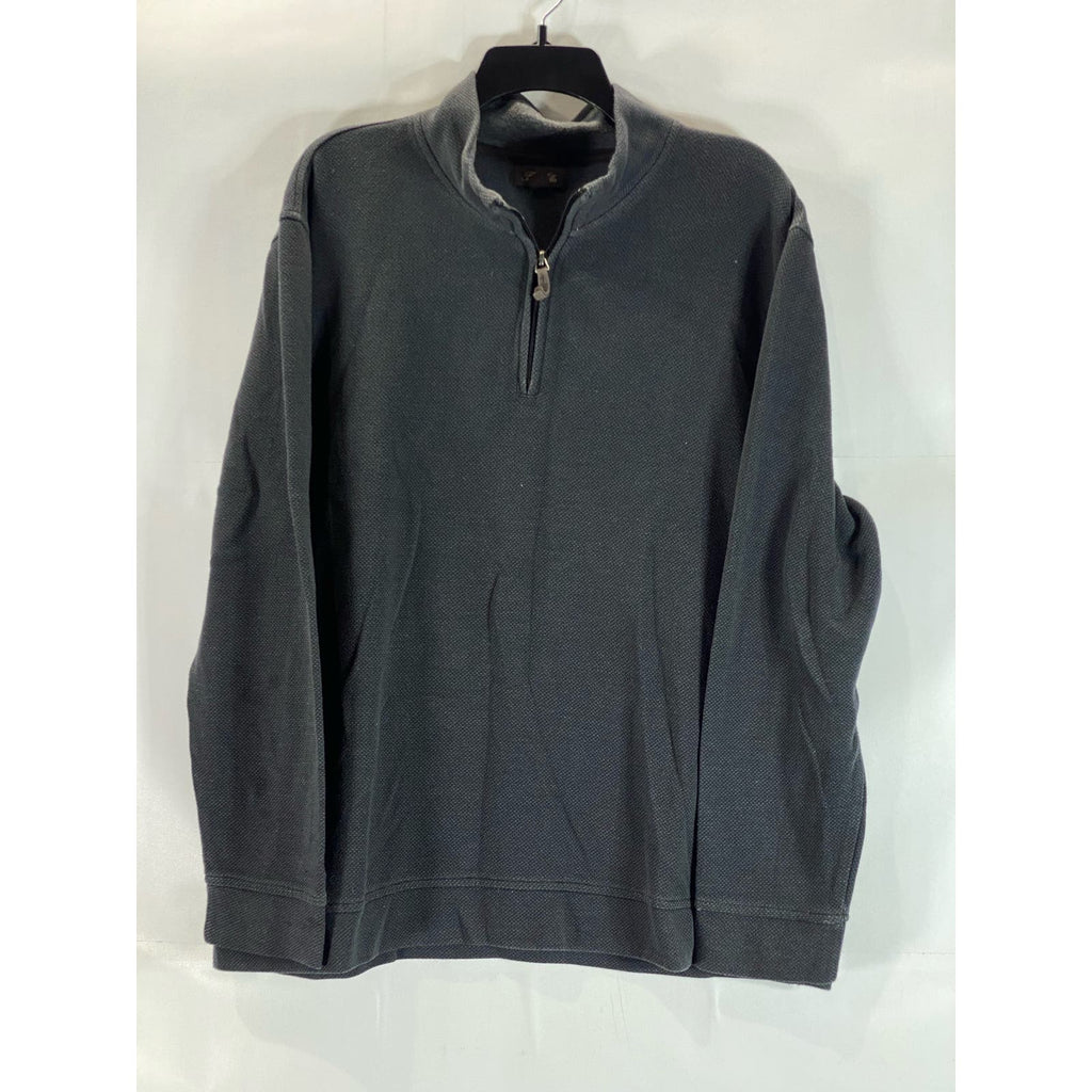 TASSO ELBA Men's Black Birdseye Quarter-Zip Pullover Sweater SZ 2XL