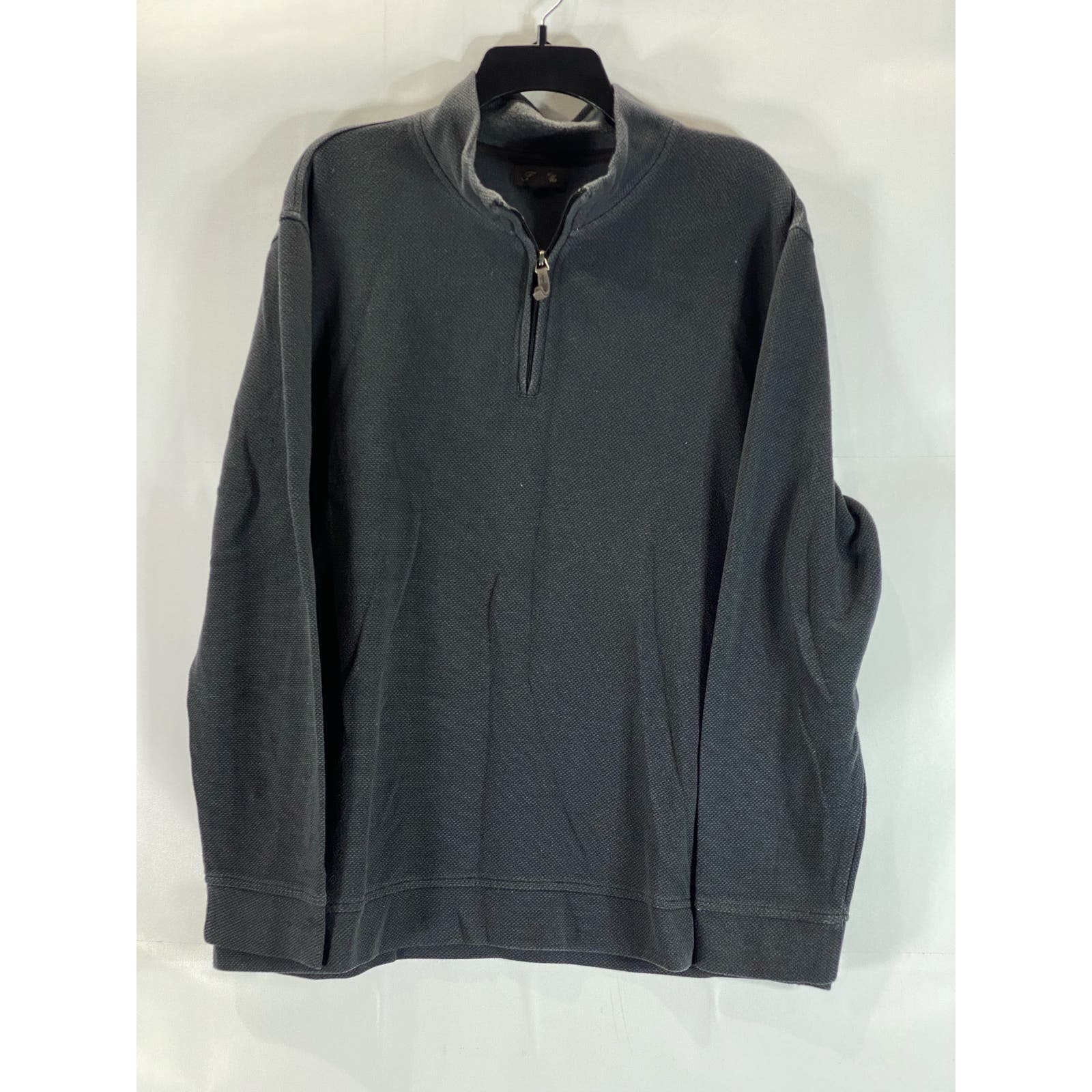 TASSO ELBA Men's Black Birdseye Quarter-Zip Pullover Sweater SZ 2XL