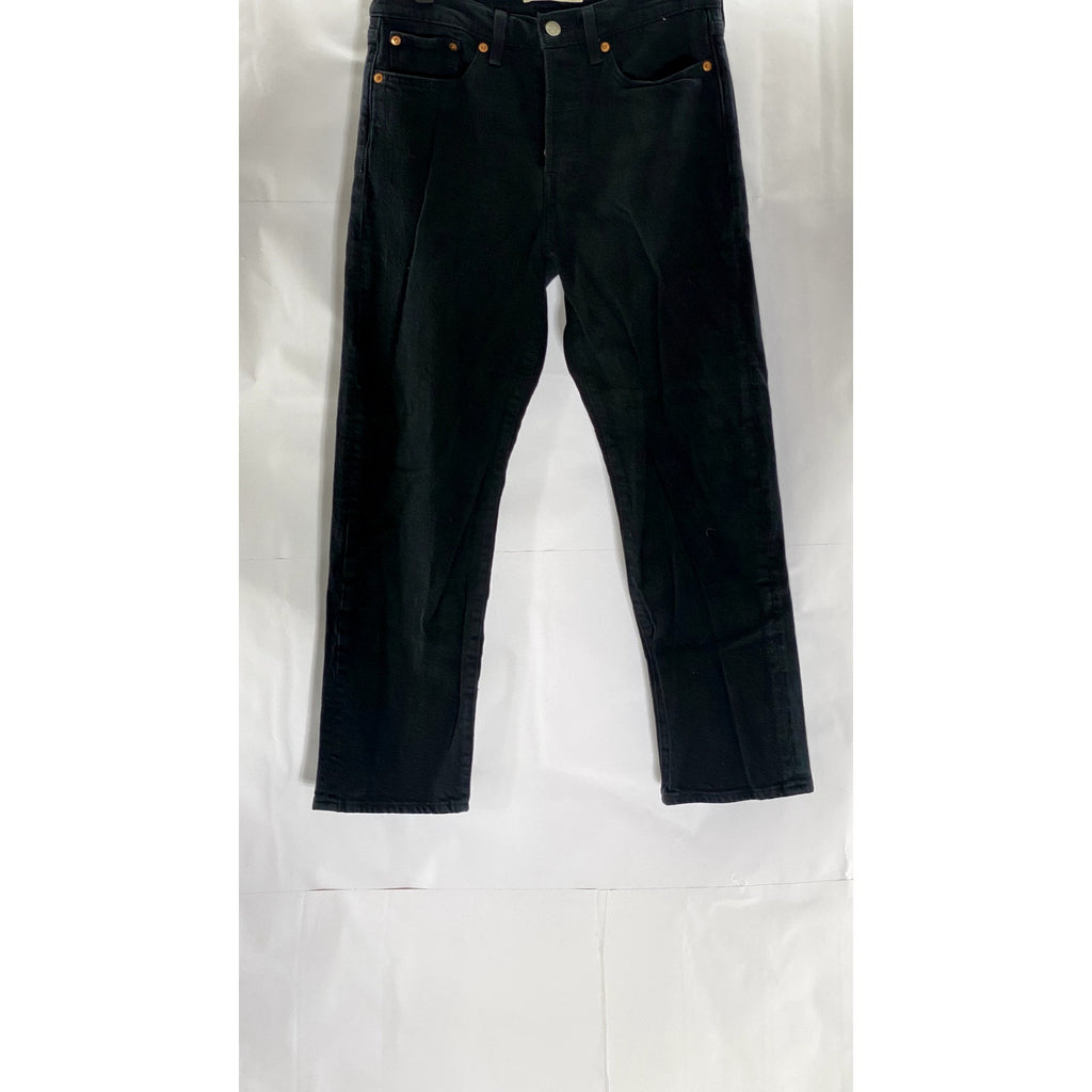 LEVI'S Women's Black Solid Wedgie Straight High-Rise Denim Five-Pocket Jean SZ27