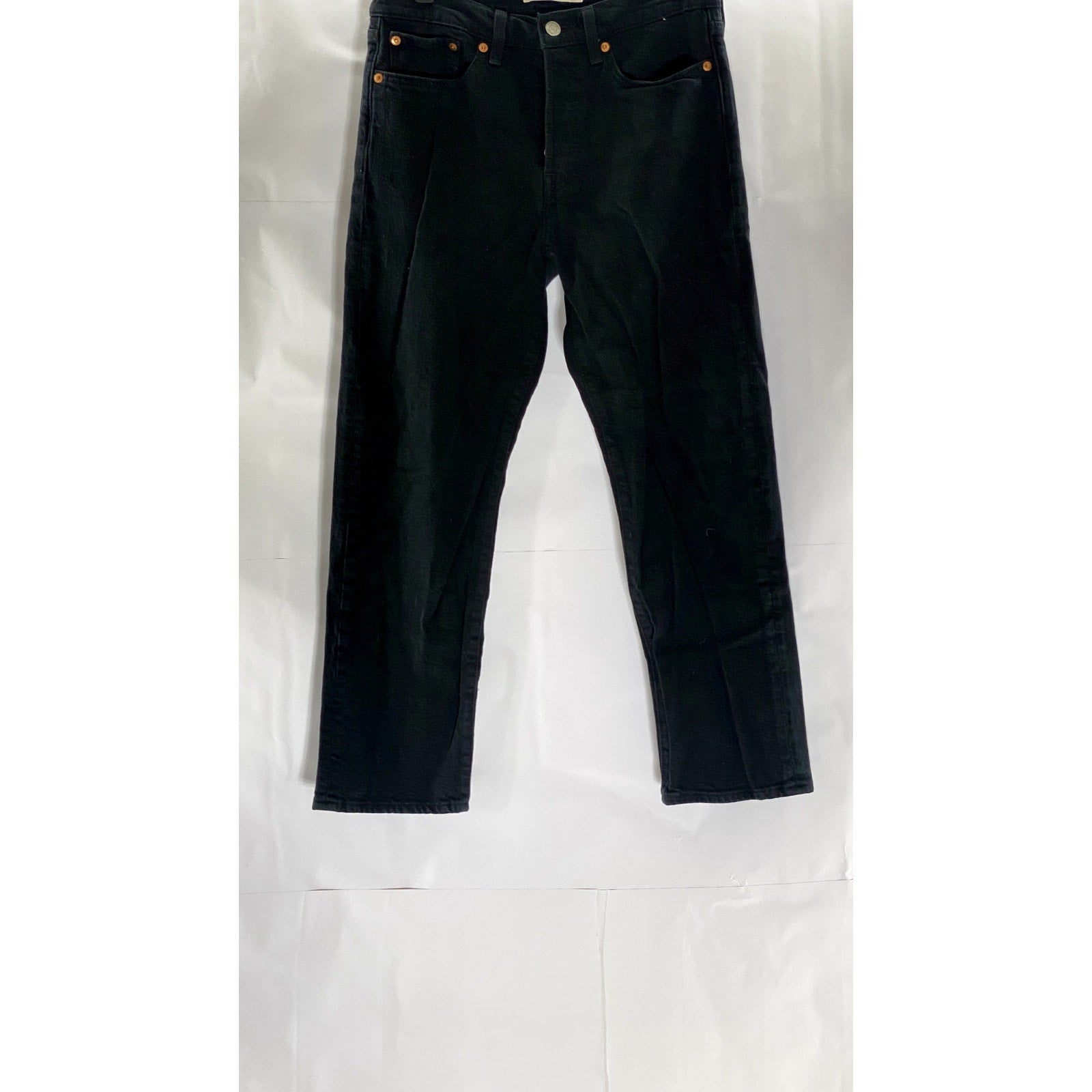 LEVI'S Women's Black Solid Wedgie Straight High-Rise Denim Five-Pocket Jean SZ27