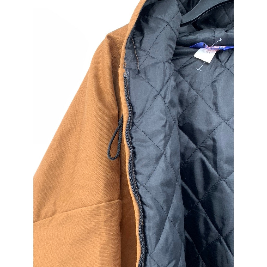 ASW Men's Tall Tan Sheet Metal Circle Patch Hooded Zip-Up Jacket SZ 3XL-T