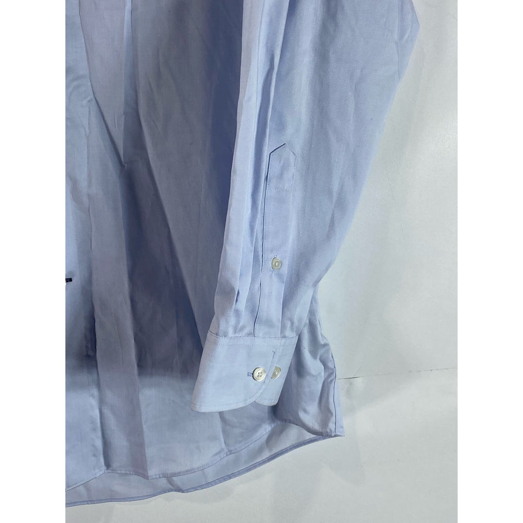 TOMMY HILFIGER Men's Light Blue TH Flex Supima Regular-Fit Stretch Shirt SZ 16