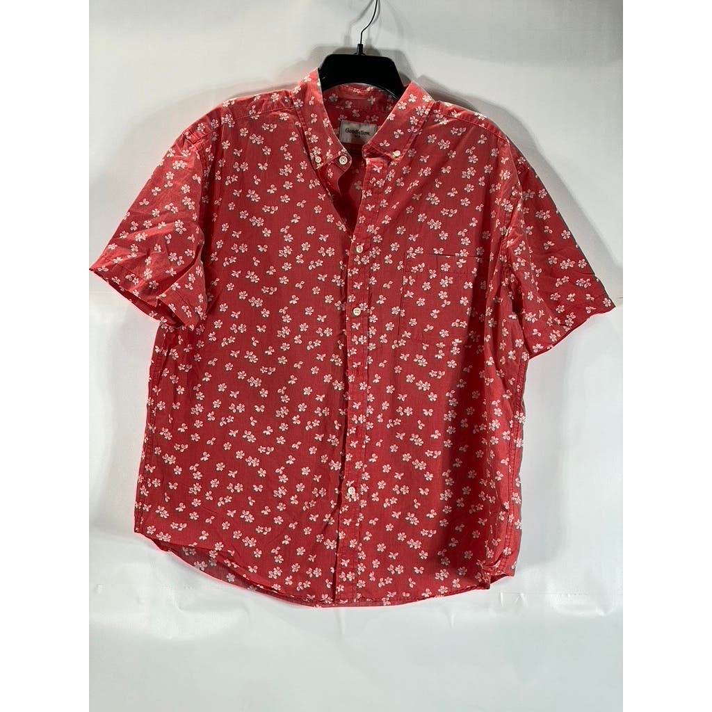 GOODFELLOW & CO Men's Red Floral Standard-Fit Northrop Button-Up Shirt SZ XL