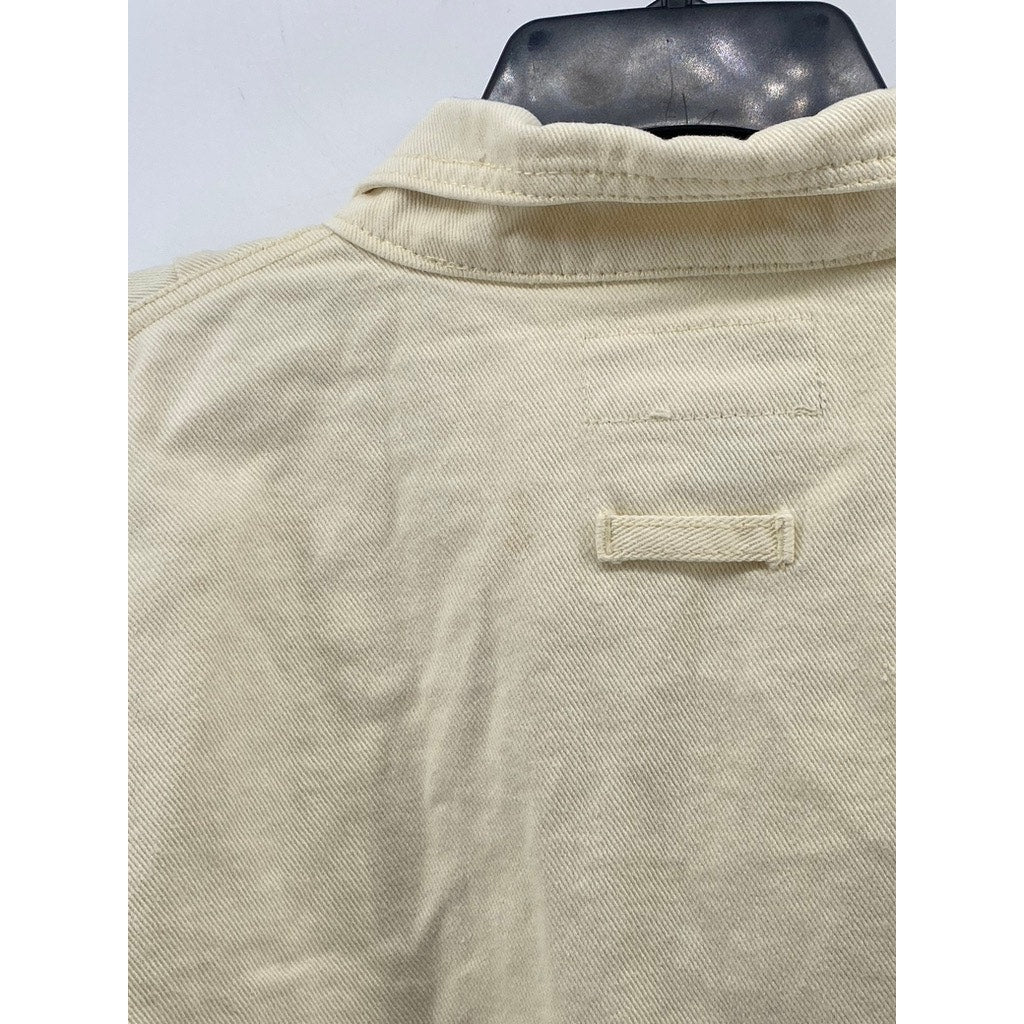 WEATHERED BLUES Women's Cream Denim Button-Up Long Sleeve Jacket SZ S