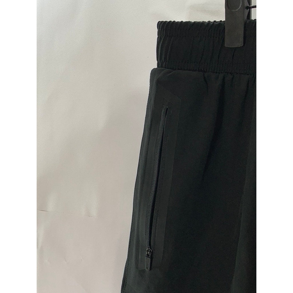 REEBOK Women's Black Solid Side-Zipper Pocket Pull-On Active Shorts SZ L