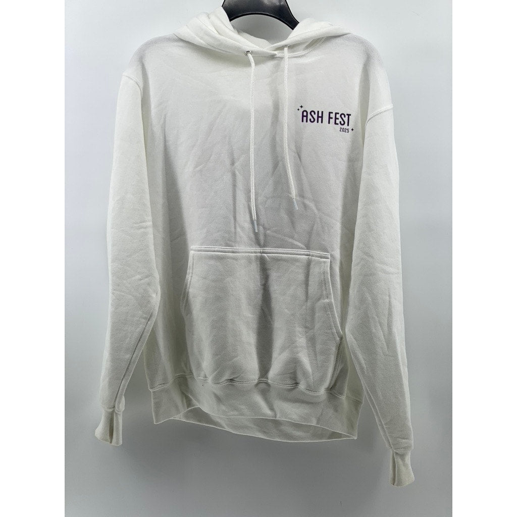 PORT & COMPANY Women's White Music Ash Fest Graphic Casual Pullover Hoodie SZ M