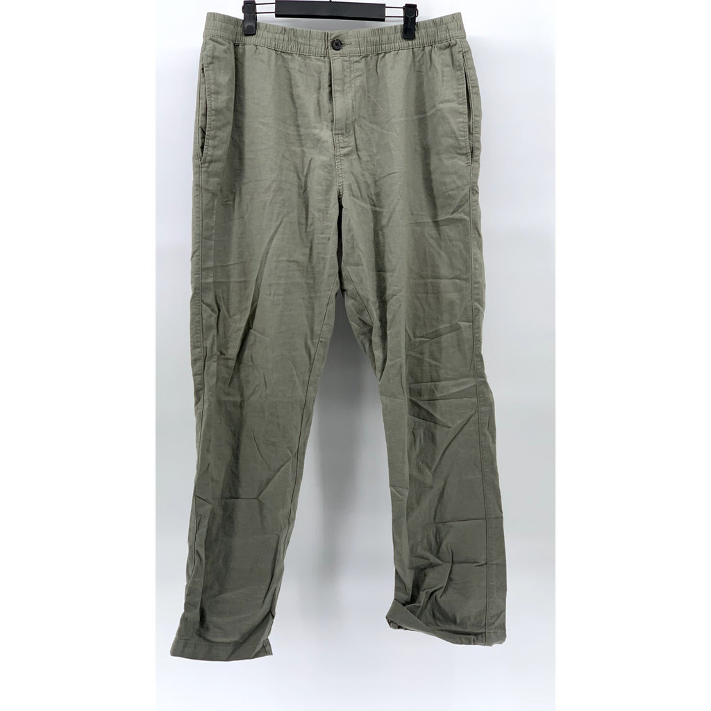 DENIM CO Men’s Army Green Straight Fit Cotton-Linen Pants SZ L