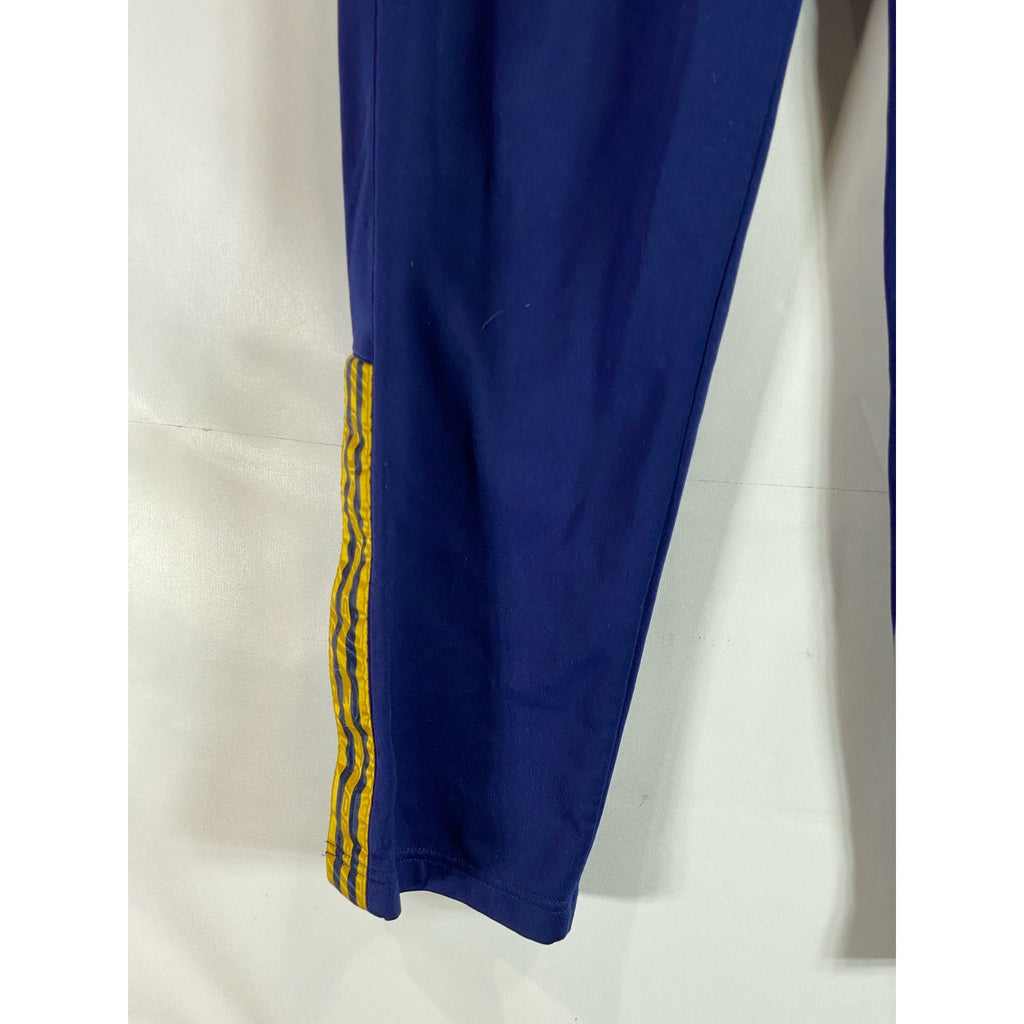 ADIDAS Youth Navy/Yellow 3-Stripe Hem Vintage  Pull-On Active Pants SZ XL