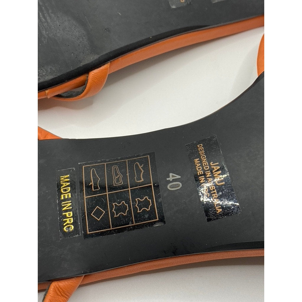 SENSO Women's Orange Leather Jamu Toe-Ring Ankle Strap Heel Sandals SZ 40(US9.5)