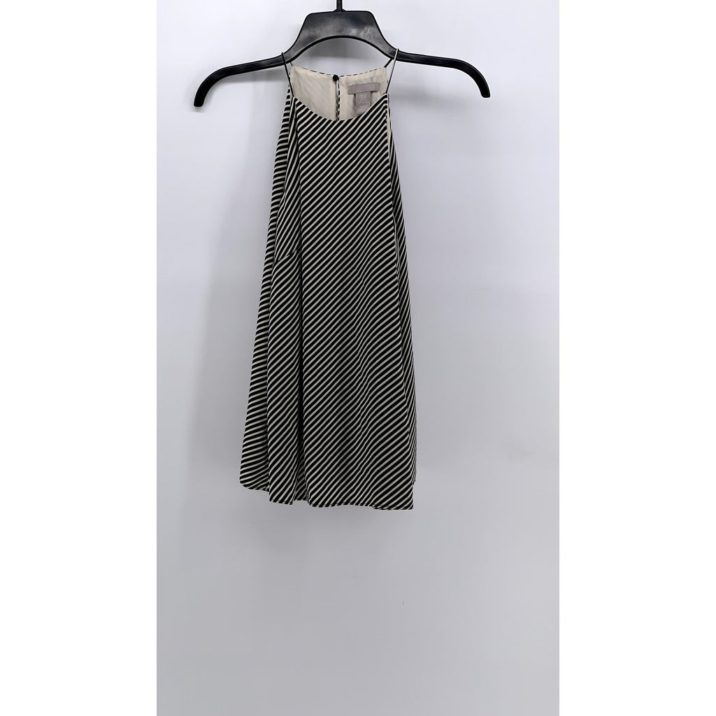 H&M Women's Black-Beige Striped Halter-Style Mini Dress SZ XS