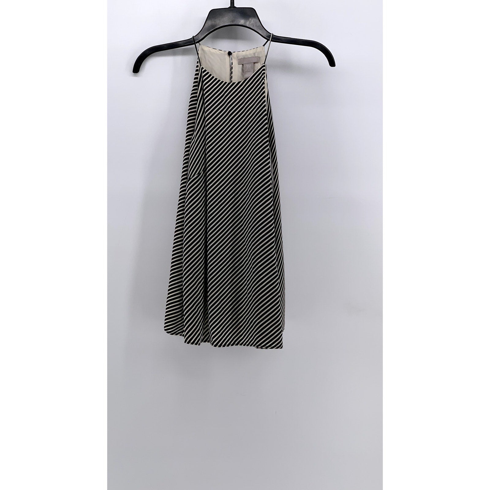 H&M Women's Black-Beige Striped Halter-Style Mini Dress SZ XS
