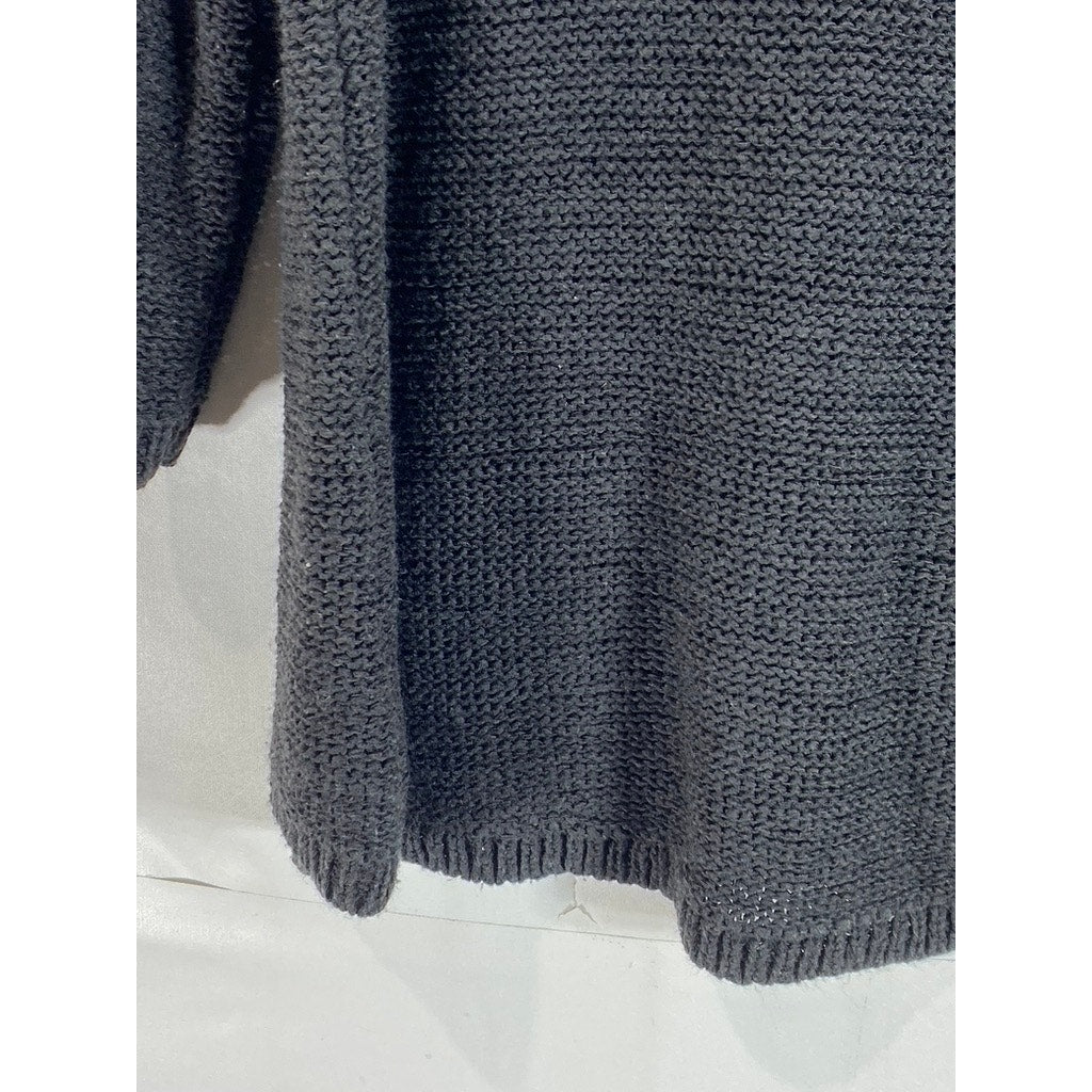 STYLE & CO Women's Black Knit Long Sleeve Crewneck Pullover Sweater SZ L
