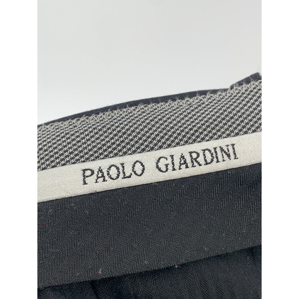 PAOLO GIARDINI Men's Black Pinstripe Straight-Leg Regular-Fit Pants SZ 34R
