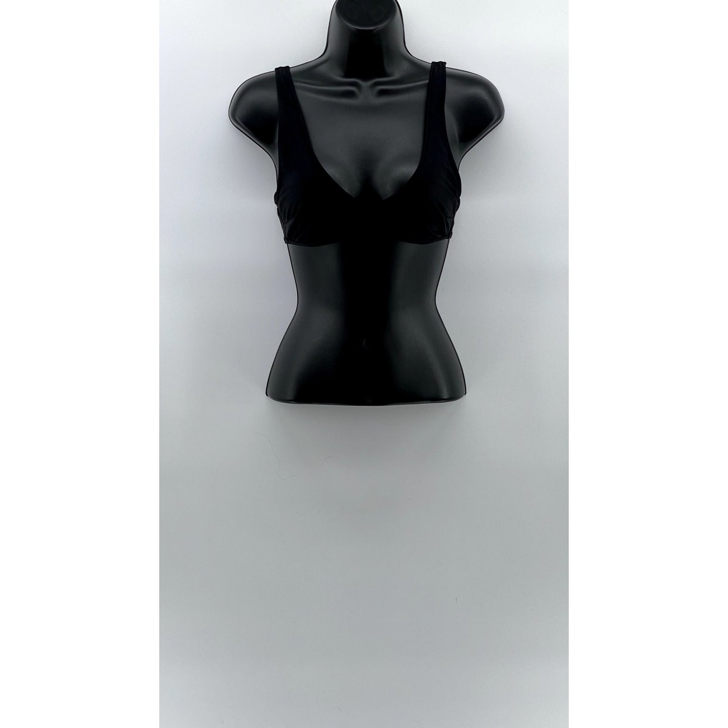 AERIE Women's Black Solid V-Neck Scoop Real Good Bikini Top SZ S
