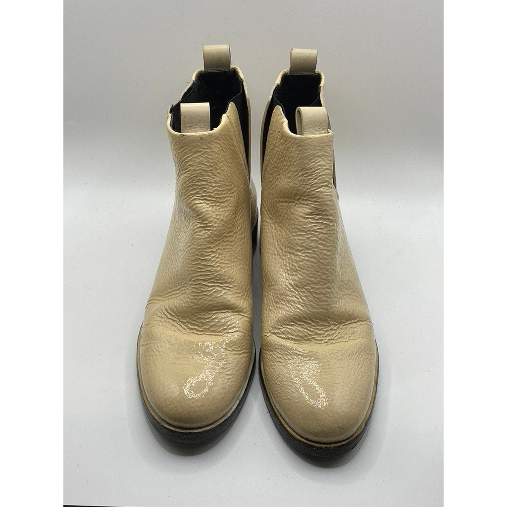 MERCEDES CASTILLO Women's Tan Pebble Leather Xandra Round-Toe Ankle Boots SZ 7.5