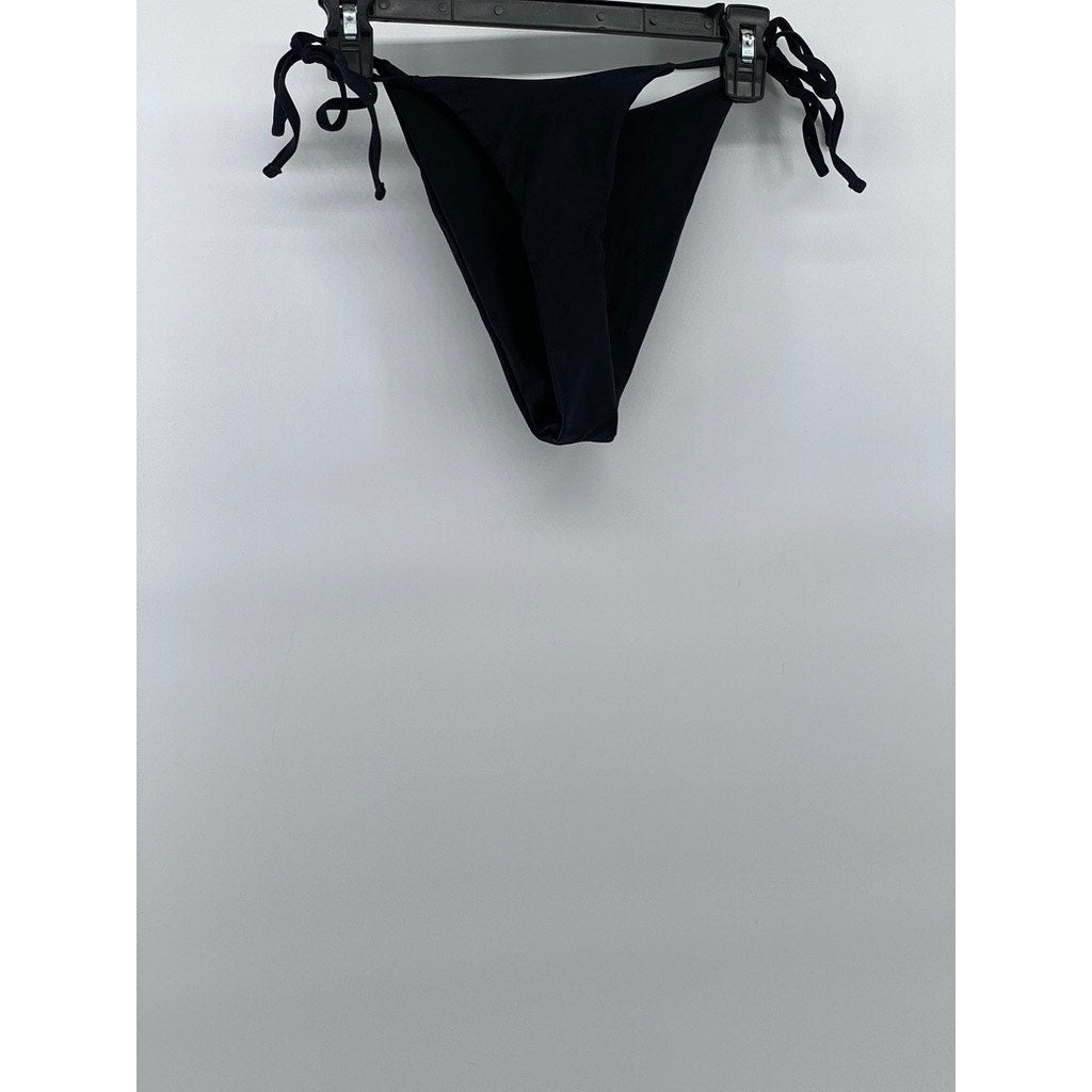 UNBRANDED Women's Black Side-Tie Cheeky Bikini Bottom SZ S