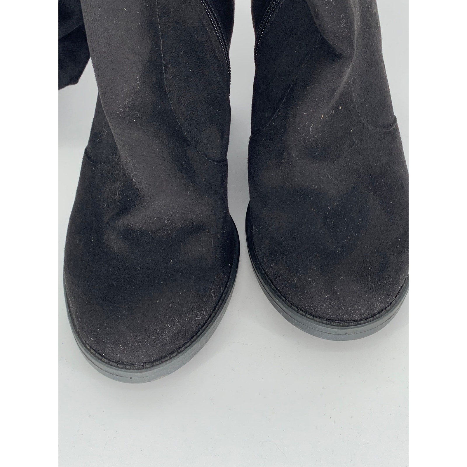 ROUGE HELIUM Women's Black Faux-Suede Sounding Round-Toe Knee-High Boots SZ 7