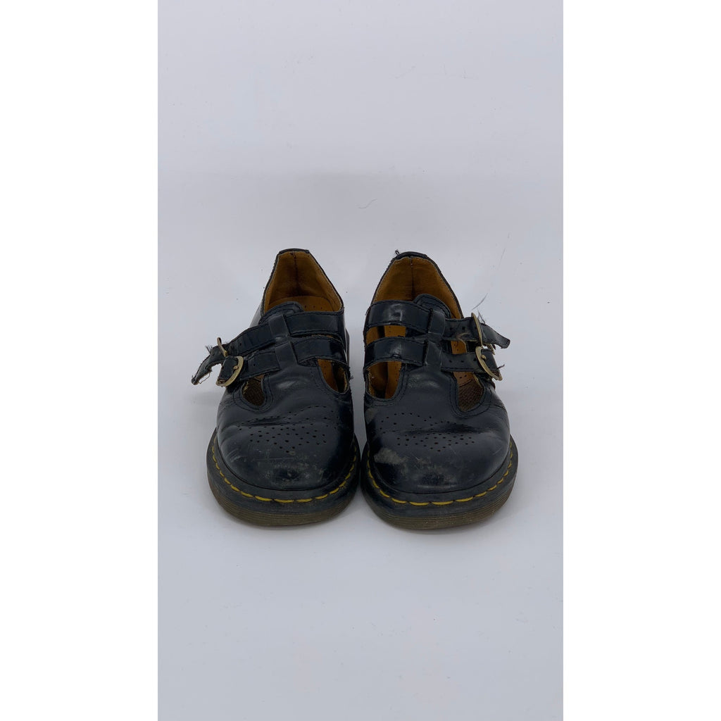 DR. MARTENS Women's Black Leather Perforated Slip-On Mary Jane Shoes SZ 7