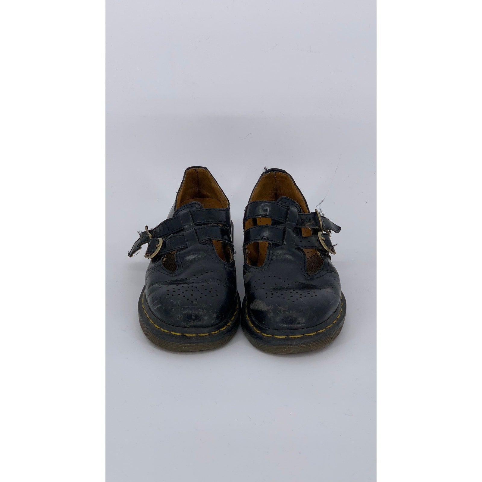 DR. MARTENS Women's Black Leather Perforated Slip-On Mary Jane Shoes SZ 7