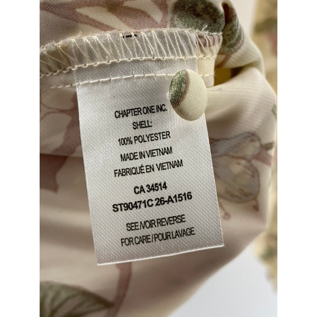 HARVER & BLAIRE LONDON Women's Cream Floral Button-Up Long Sleeve Top SZ M