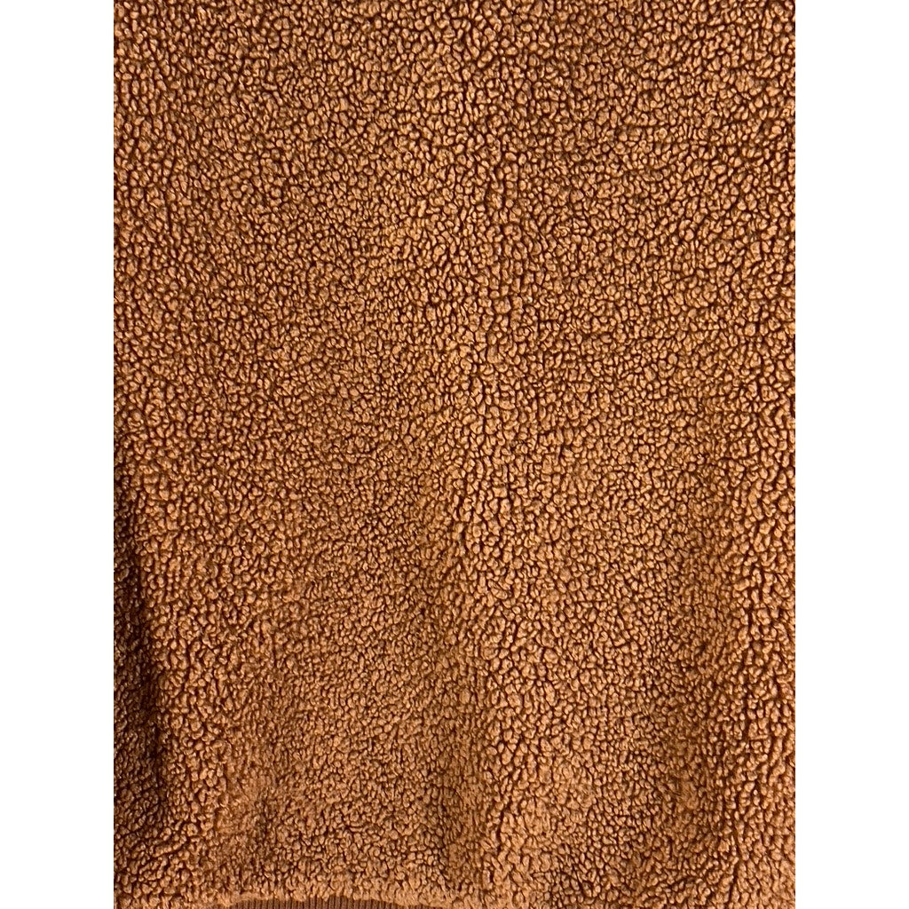 FOREVER 21 Women's Brown Faux-Fur Teddy Full-Zio Bomber Jacket SZ M