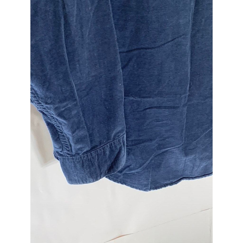 JOS. A BANK Men's Dark Blue Button-Up Regular-Fit Long Sleeve Corduroy Shirt SZL