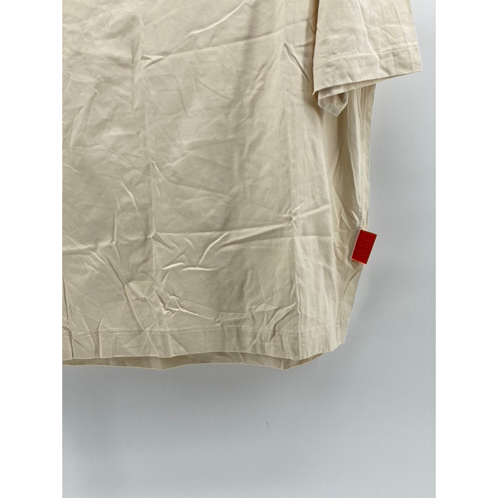 D.RT Men's Beige-Red Choose Your Own Adventure Logo Crewneck T-Shirt SZ L