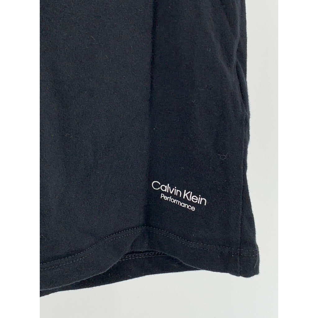 CALVIN KLEIN Women's Black Performance Stretch Short Sleeve Shirt SZ L