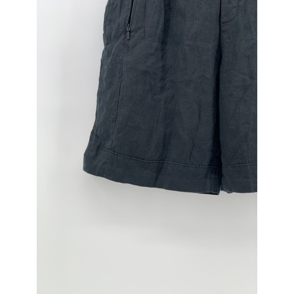 ATHLETA Women's Washed Black Playa Linen Bermuda Pull-On Casual Shorts SZ 8